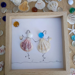 Girlfriends Seashell Art, Pebble Art Friends Picture, Sea Glass Friends Art, Pebble Art Sisters, Best Friends Gift, Pebble Art Friendship