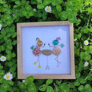 Seashell Art, Girlfriends Shell Framed, Bff Pebble Art, Personalised Friends Pebble Picture, Bestie Celebration Art, Seashell Decor