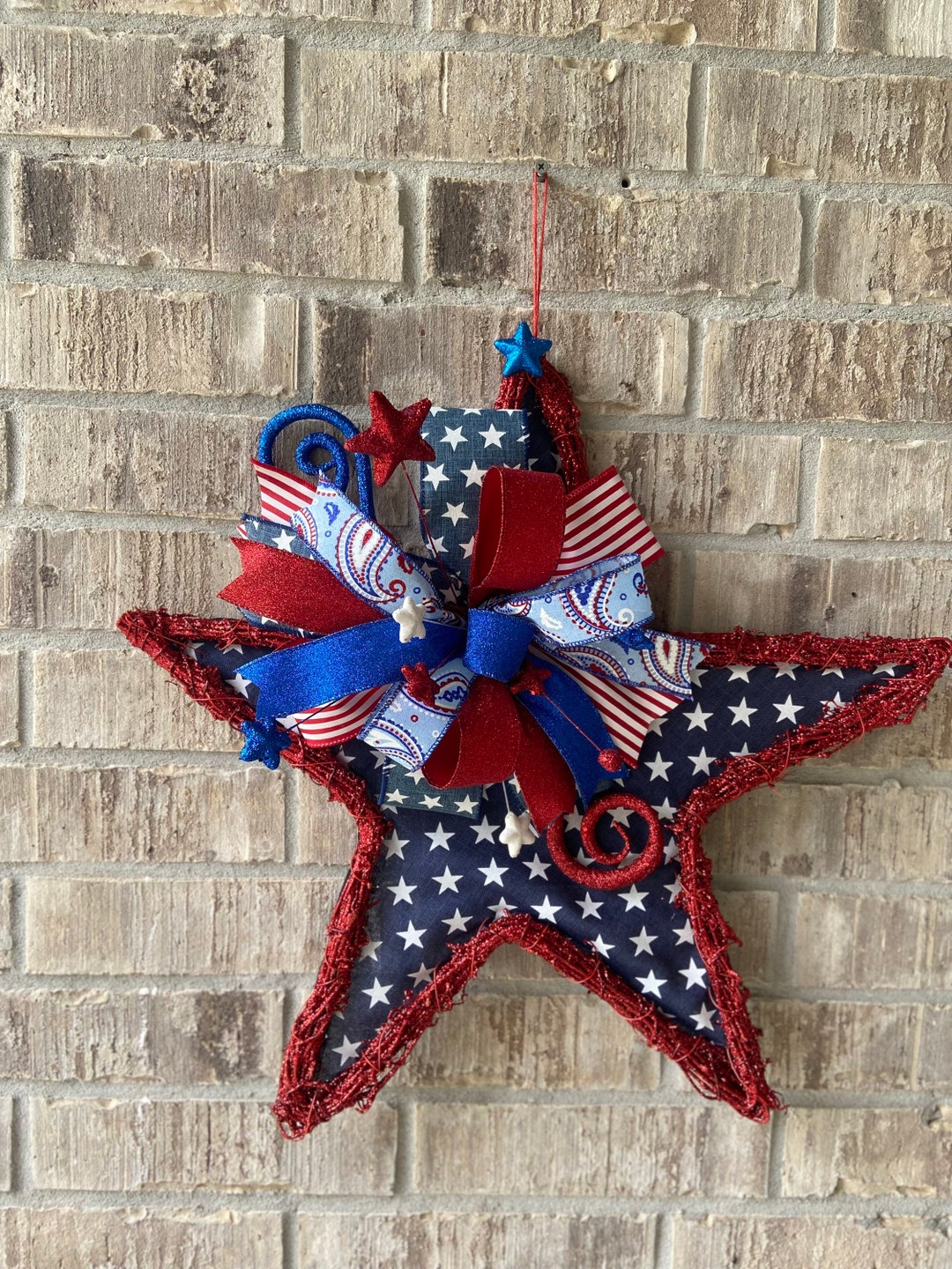 Patriotic Door Hanger/ Star Door Hanger/ Summer Wreath/ Summer Etsy