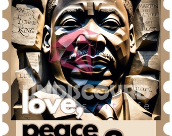 Martin Luther King Stamp Art, Black History Png (Digital Download)