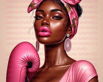 Breast Cancer Awareness PNG Bundle, Woman Fighter Art (Digital File)