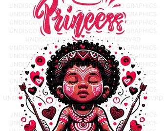 Melanin Princess PNG Bundle, Native American Digital Art (5 Files)