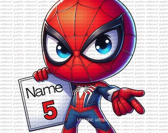 Chibi, Spider Kid, Custom, PNG, Sublimation Design, Birthday, Celebration, Super Hero,