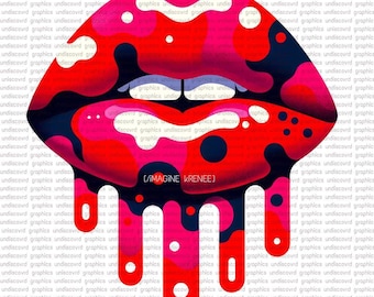 Drip Lips PNG Bundle, Rainbow, Pride, Camouflage Lips (Digital Download)