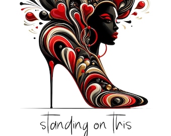 Afrocentric Queen Heel PNG Bundle, Melanin Digital Art (5 Files)