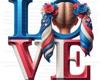 Patriotic Girl Pride PNG, USA 4th of July Sublimation (Digital Download)