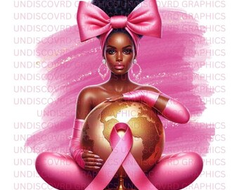 Breast Cancer Awareness PNG Bundle, Diverse Women Design (Digital File)
