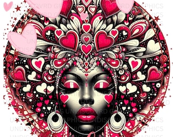 Afrocentric Valentines Day PNG Bundle, Melanin Queen Art (Digital Download)