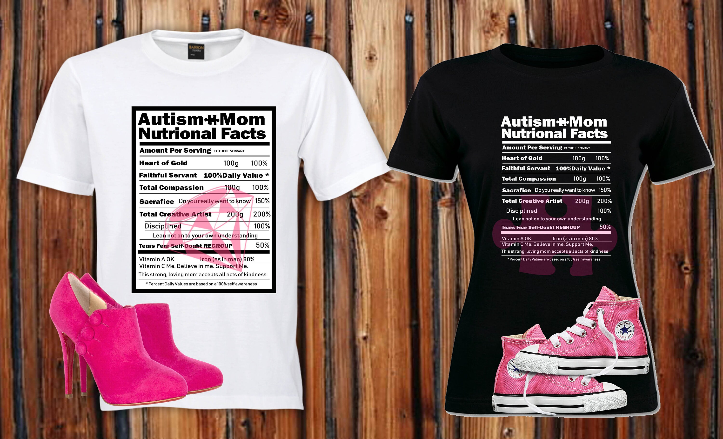 Autism Mom Nutritional Facts PNG SVG Tshirt Chip Bag Coffee Mug Design 