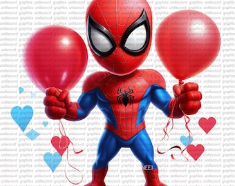Spider-Man Valentines PNG Bundle, Super Hero Kid Design (Digital Download)