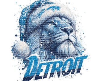 Wild Cat Christmas Design | Lion| Blue | Sublimation Design | Pack of 4