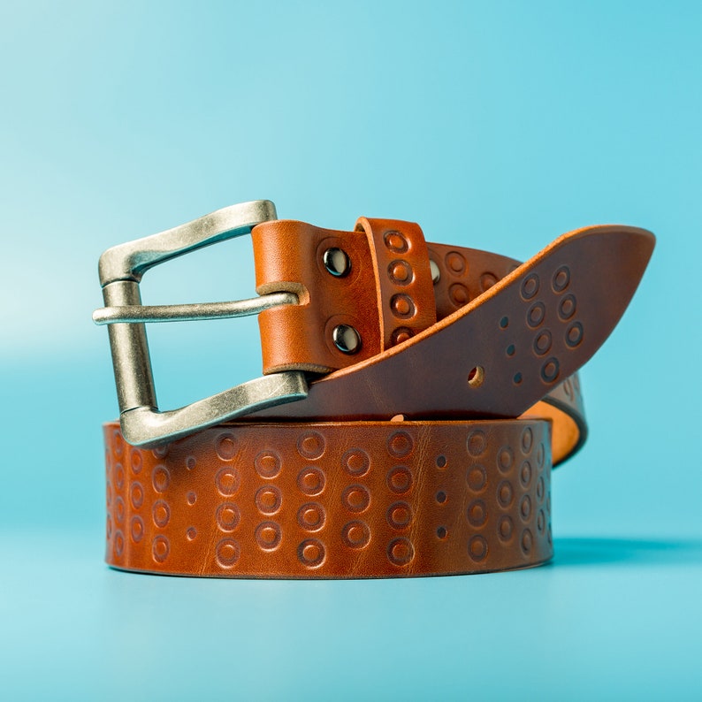 Embossed Belt Mens Leather Belt Western Belt Brown Leather - Etsy