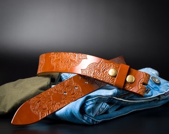 Belt Without Buckle, Leather Belt Strap, Womens Leather Belt, Buckleless Belt, Leather Strap, Leather Belt for Women, Mens Belts, Mandala