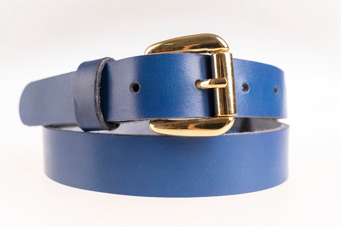 Womens Leather Belt Gold Buckle Full Grain Leather Belt For | Etsy