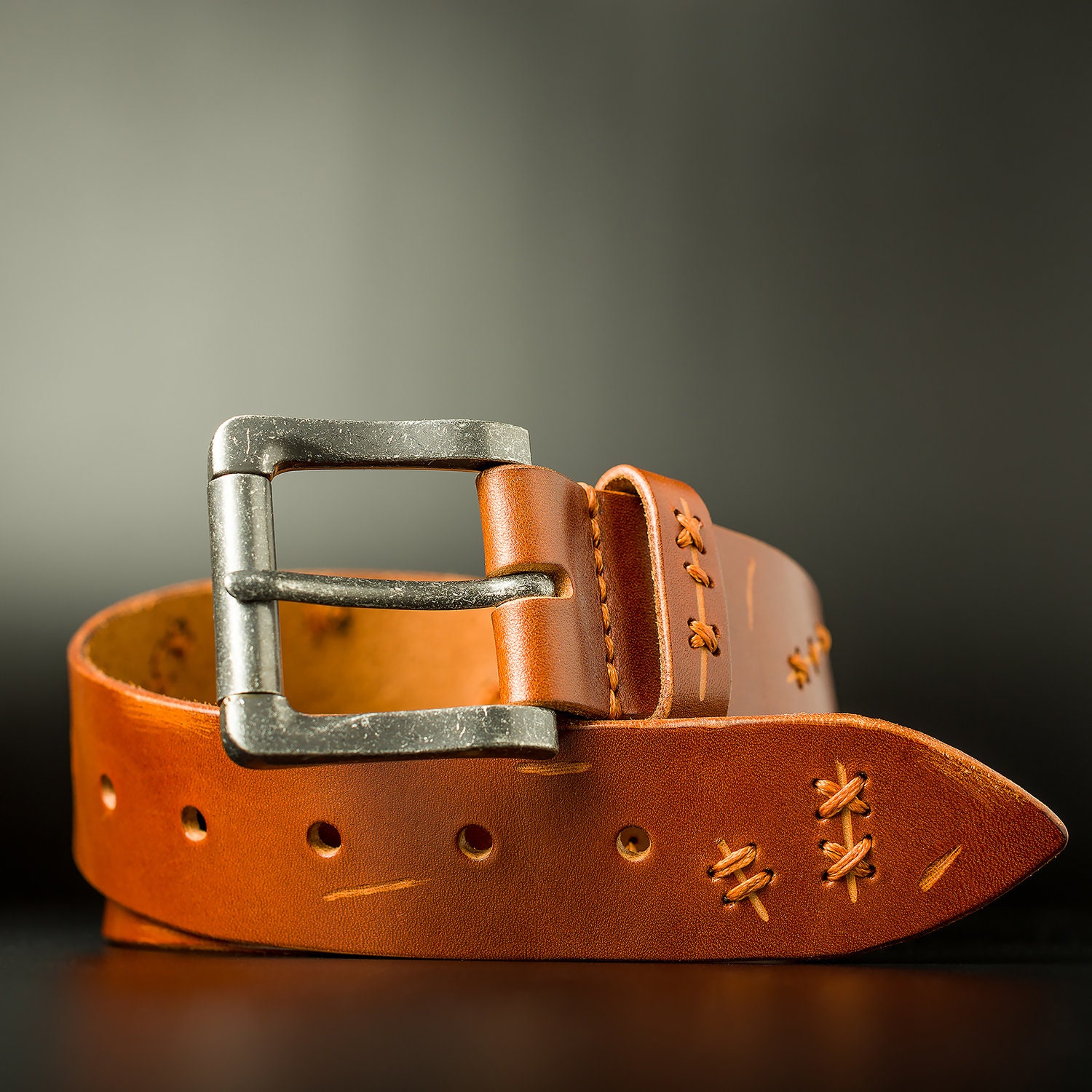 Aged Leather Belt Distressed Leather Belt Western Belt Etsy