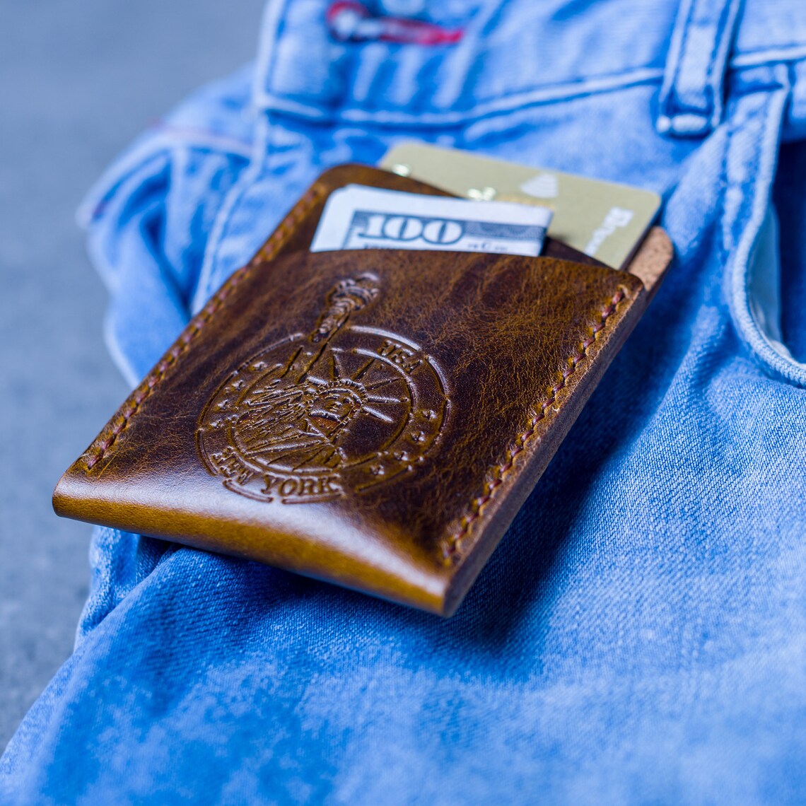 Mens card holder Leather Cardholder Minimalist slim wallet Etsy