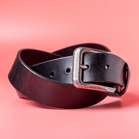 Mens Black Leather Belt Wide Leather Belt Full Grain Mens Etsy