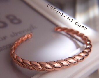 Croissant Cuff, Statement Cuff, Food Themed Jewelry, 925 Silver, Rose Gold Croissant Cuff, 18K Gold Plated Cuff, Croissant Bracelet