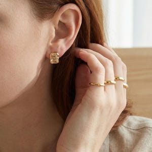 Puces d'oreilles mahjong tuile | Argent 925, plaqué or, topaze blanche image 9