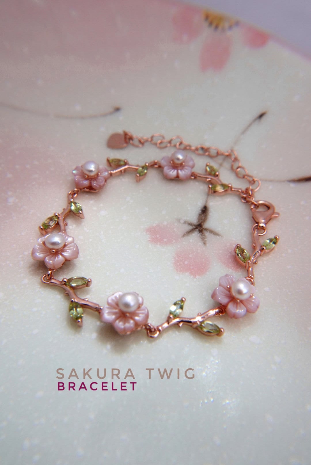 Cherry Blossom Bracelet, Sakura Twig Bracelet, Floral Rose Cherry Blossom Bracelet, Sakura Twig Bracelet, Floral Rose