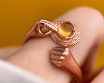 Gomu Gomu No Ring, One Piece Ring, One Piece Jewelry, Monkey D Luffy Ring, Luffy Strawhat Ring, 925 Silver, Citrine, Amber, Mugiwara Ring