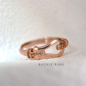 Buckle Ring - Statement Ring, Horseshoe Ring, Link Ring, Geometric Ring, Stacking Ring, 925 Sterling Silver Ring, 18K Gold Plated Ring