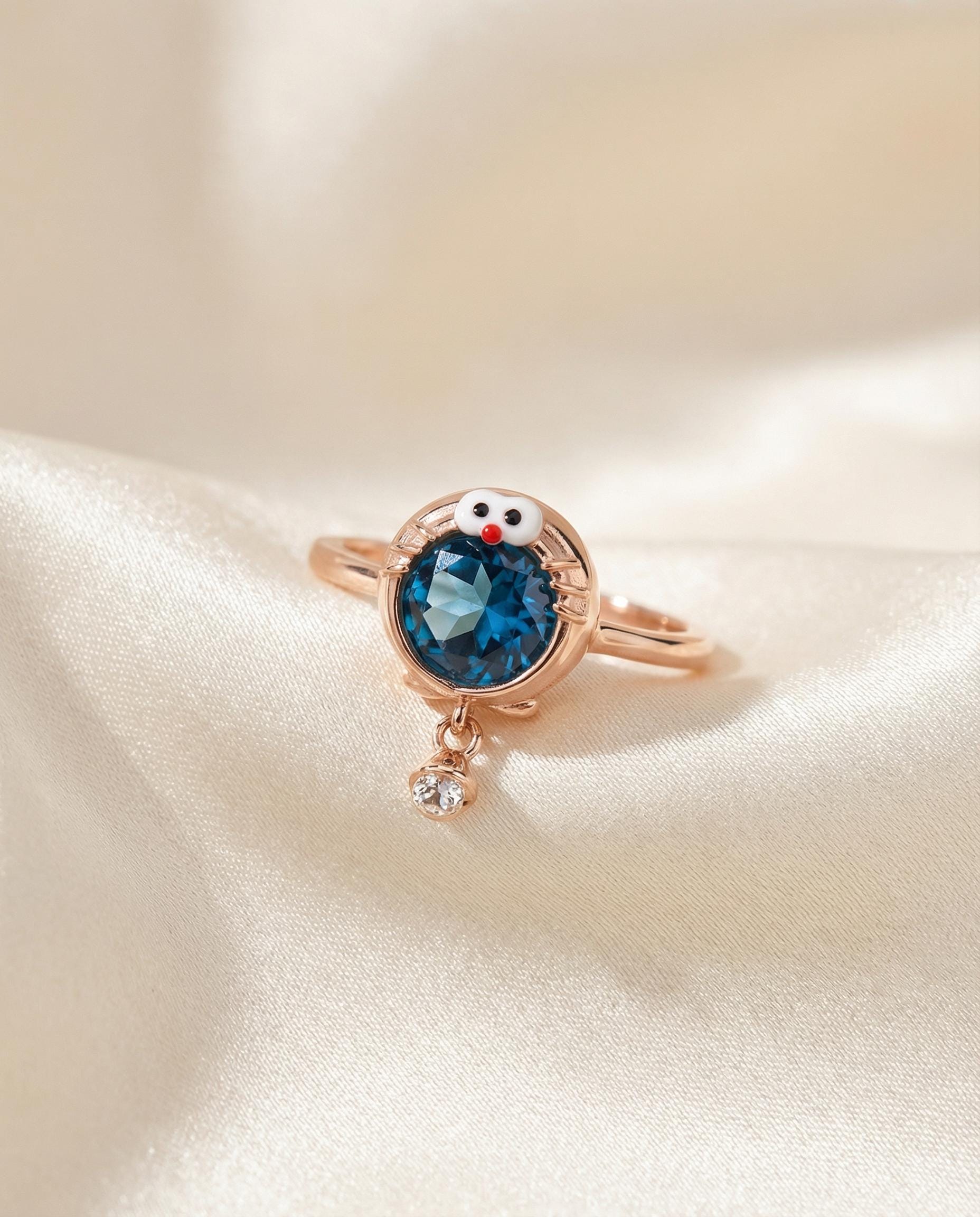 ドラえもん ロンドン ブルートパーズ 18Kローズゴールドメッキ 925