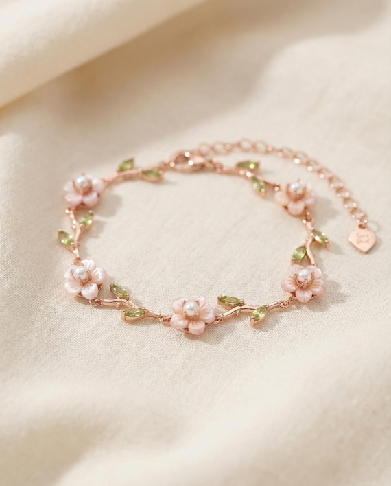 Bracelet Argenté Et Nacre Pastel Rosé - Sans Fermoir - Occasion Très Bon état