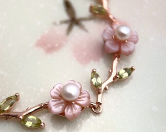 ❤桜(プロフ)さま❤2025年Bracelet❤ Cherry Blossom Bracelet, Sakura Twig Bracelet, Floral Rose