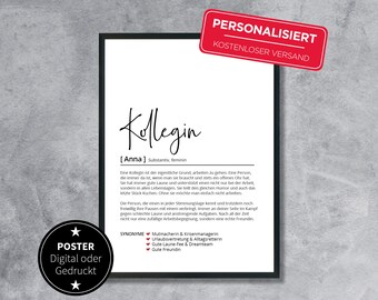 Kollegin Definition Geschenk Worterbuch Arbeit Abschied Skandinavisch Geburtstag Personalisiertes Poster Kuche Haushalt Handmade Produkte