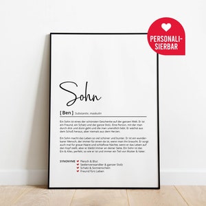 son definition | Personalized Poster | Gift | Family | Birthday gift | Christmas | Thank you | Dictionary | Scandinavian