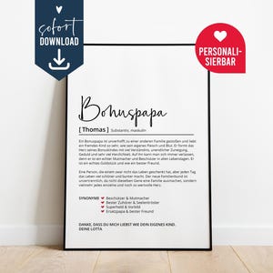 Bonus Dad Definition, Gift Personalized Poster, DIY Instant Download Digital Template Stepdad, Substitute Dad, Birthday, Say Thank You