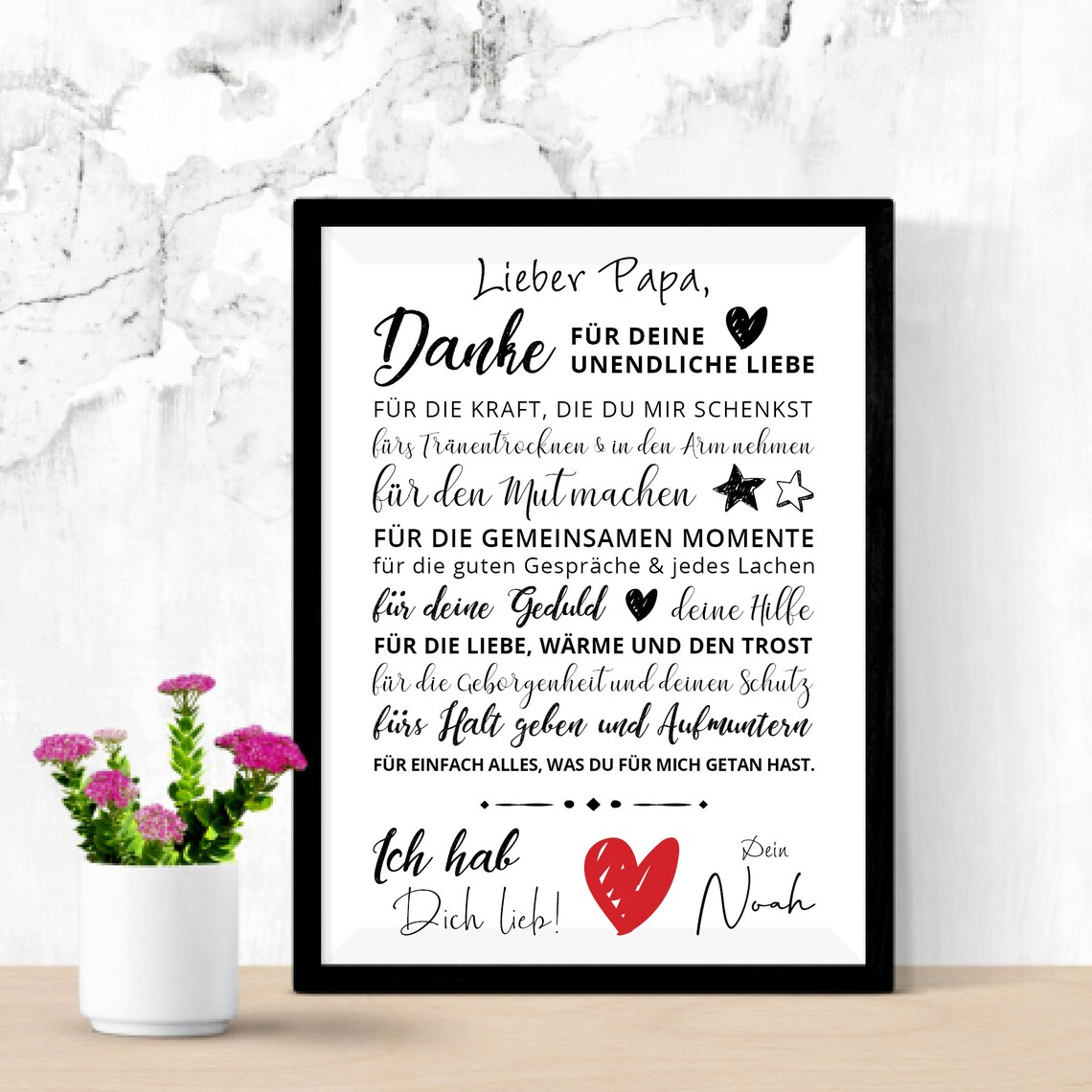 Danke PAPA Personalisiertes Poster Geschenk Vater Papa Etsy
