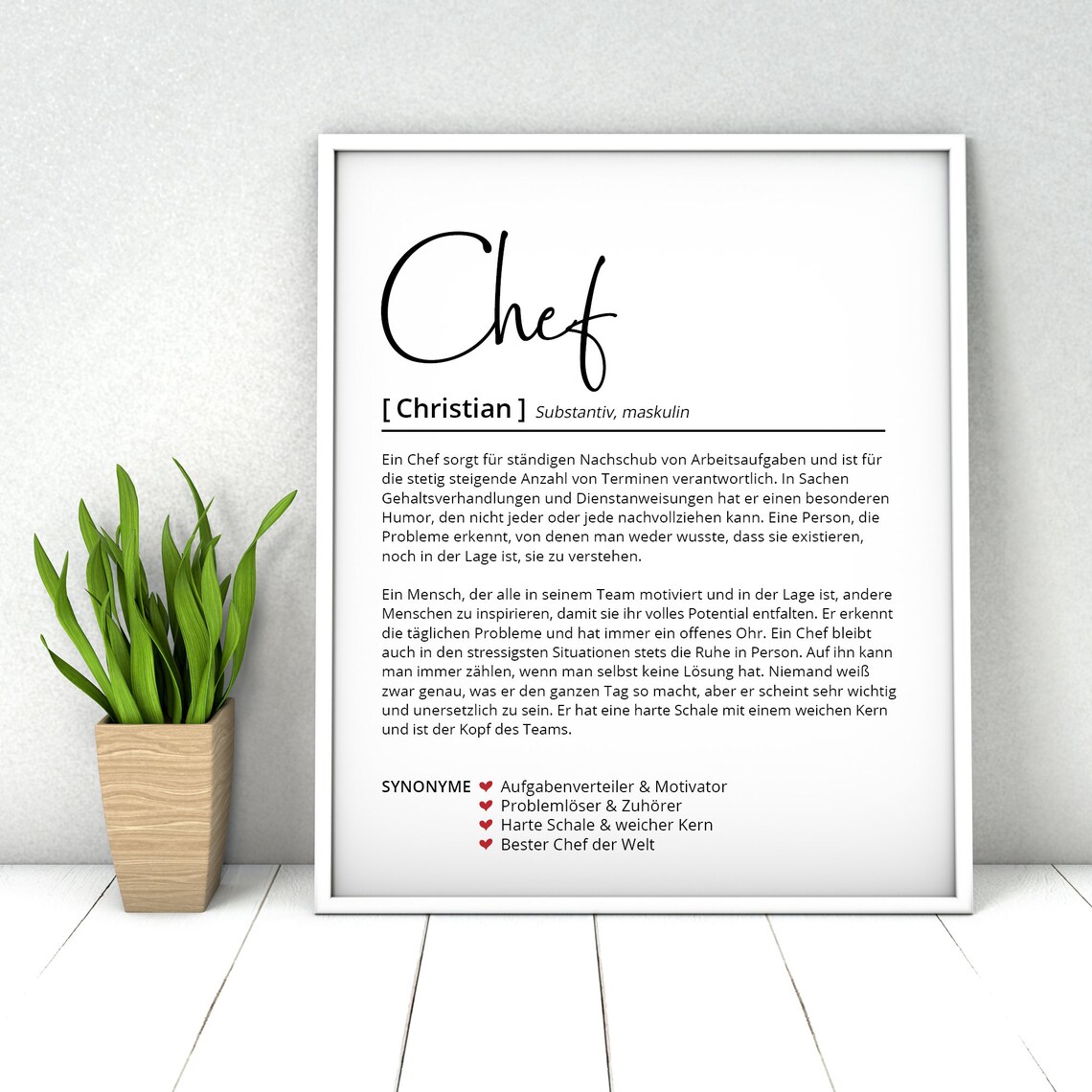 Chef Definition Personalisiertes Poster Chefin Arbeit Etsy.de
