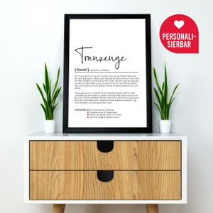 Trauzeuge Definition Personalisiertes Poster Geschenk Hochzeit Ehe Geburtstagsgeschenk Danke Wörterbuch Skandinavisch Bild 3