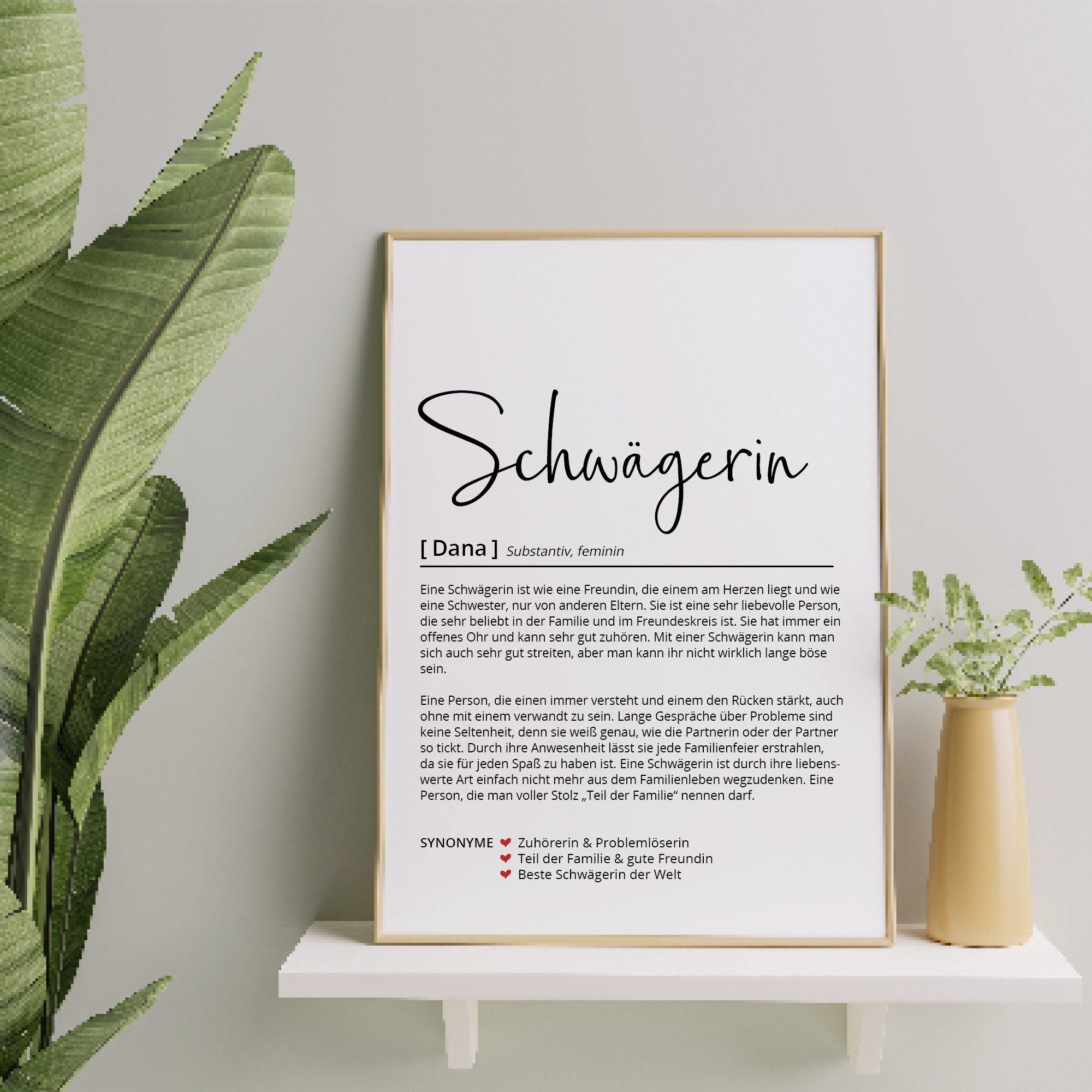 Schwägerin Definition Personalisiertes Poster Geschenk Etsy