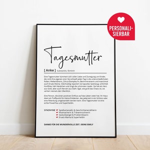 Childminder definition | Personalized poster | Kindergarten | Gift | Farewell | Birthday | Christmas | Thank you | Dictionary