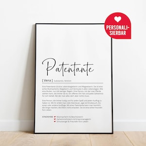 Godmother definition | Personalized Poster | Gift | aunt | Baptism | Godmother | birthday | Thank you | Dictionary | Scandinavian