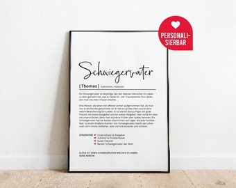 Schwiegervater Definition | Personalisiertes Poster | Schwiegerpapa | Schwiegereltern | Geschenk | Geburtstag | Danke | Wörterbuch