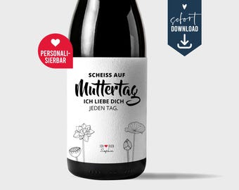 Screw Mother's Day, Personalized Wine Label Gift for Sparkling Wine Bottles, Mother's Day Label, Last Minute Gift, Best Mom Digital