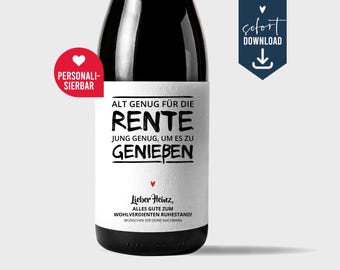 Personalized wine label for retirement, retirement gift, farewell gift for colleagues, team, and family, gift idea for retirement, digital