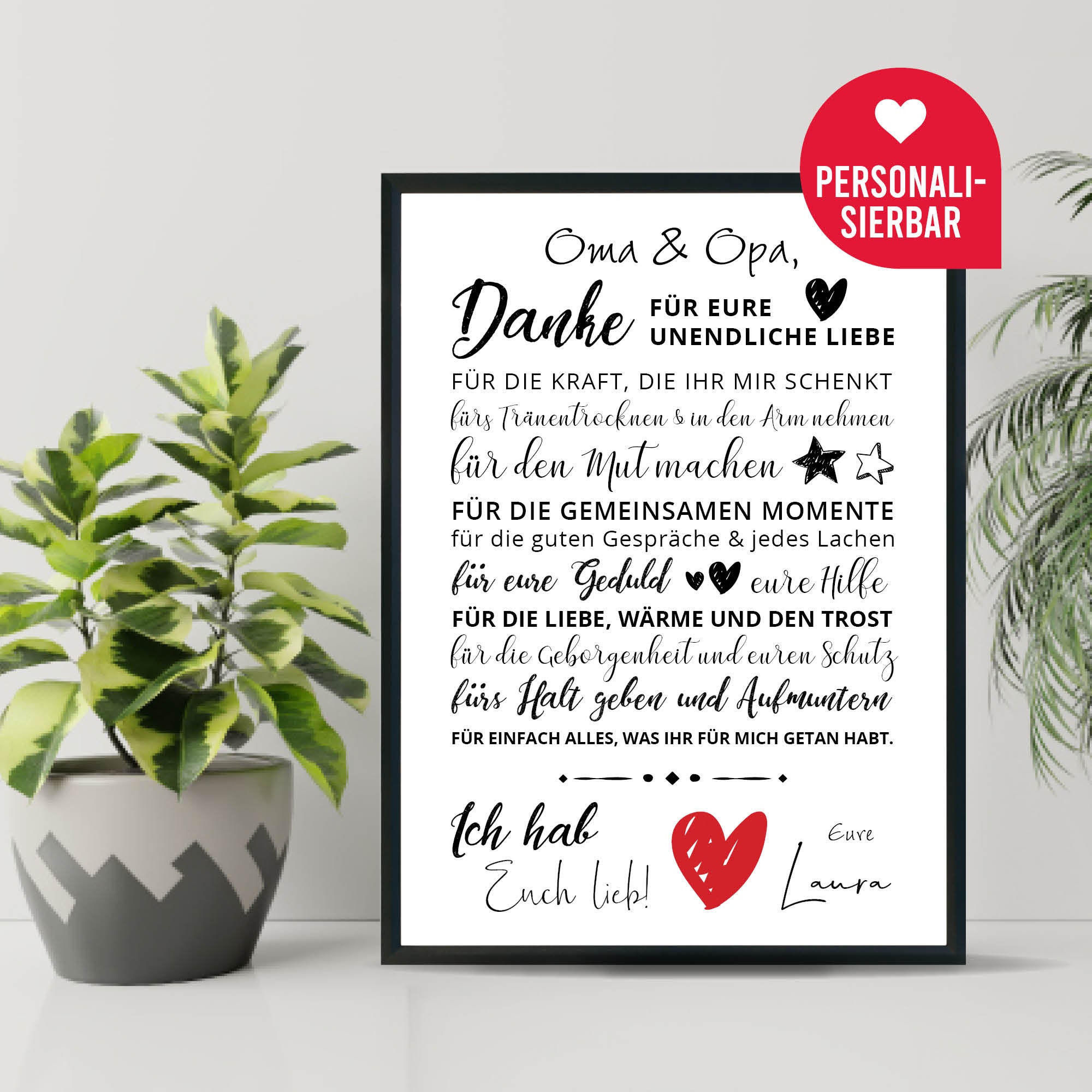 Danke OMA und OPA Personalisiertes Poster Geschenk Etsy