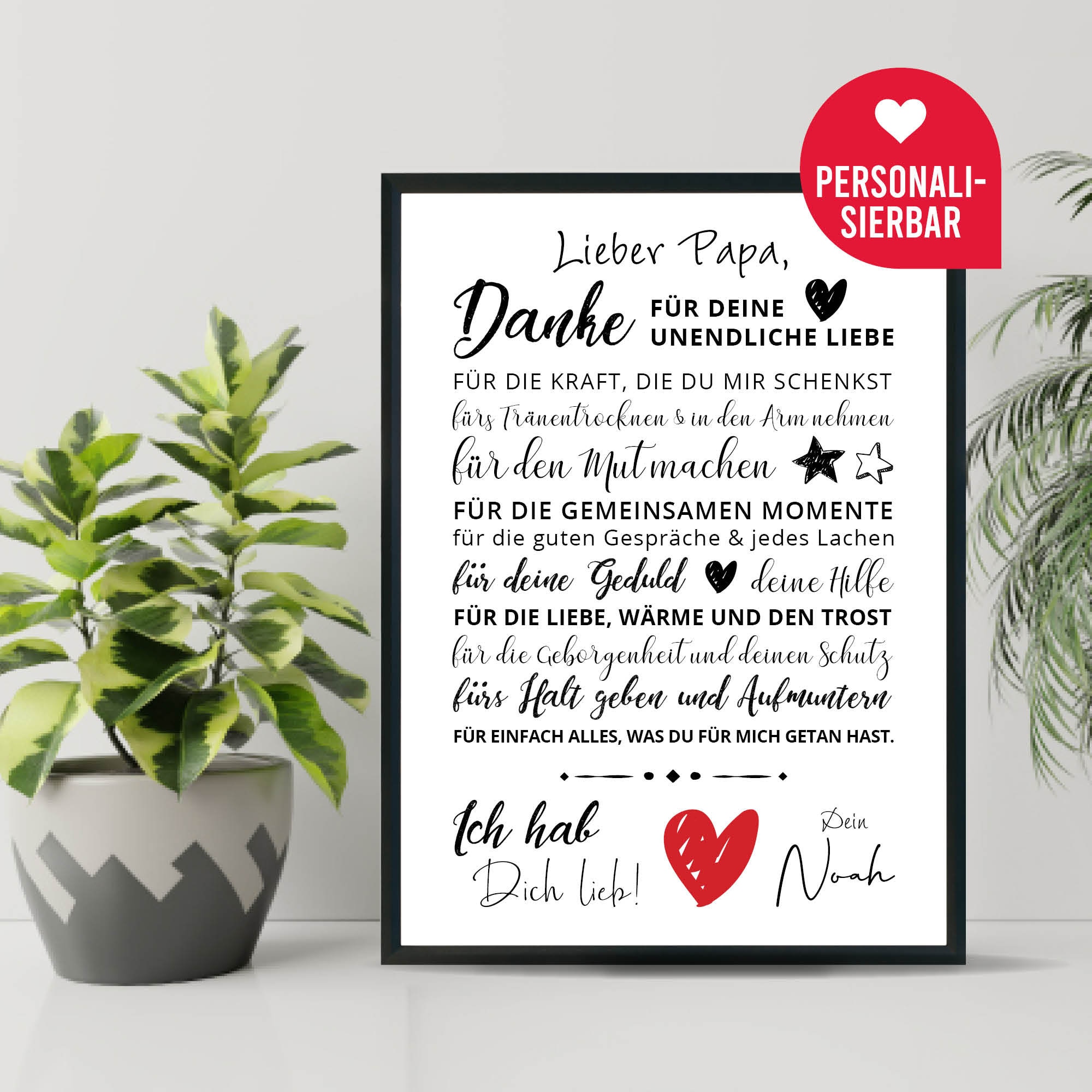 Danke PAPA Personalisiertes Poster Geschenk Vater Papa Etsy