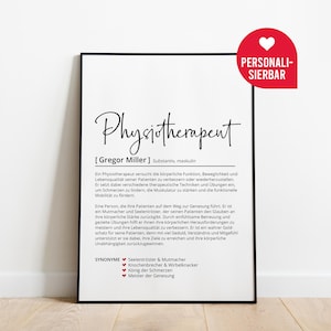 Physiotherapeut Definition Geschenk, Poster personalisiert, Physiotherapie Praxis Deko, Geburtstagsgeschenk Physio, Bedanken Danke sagen