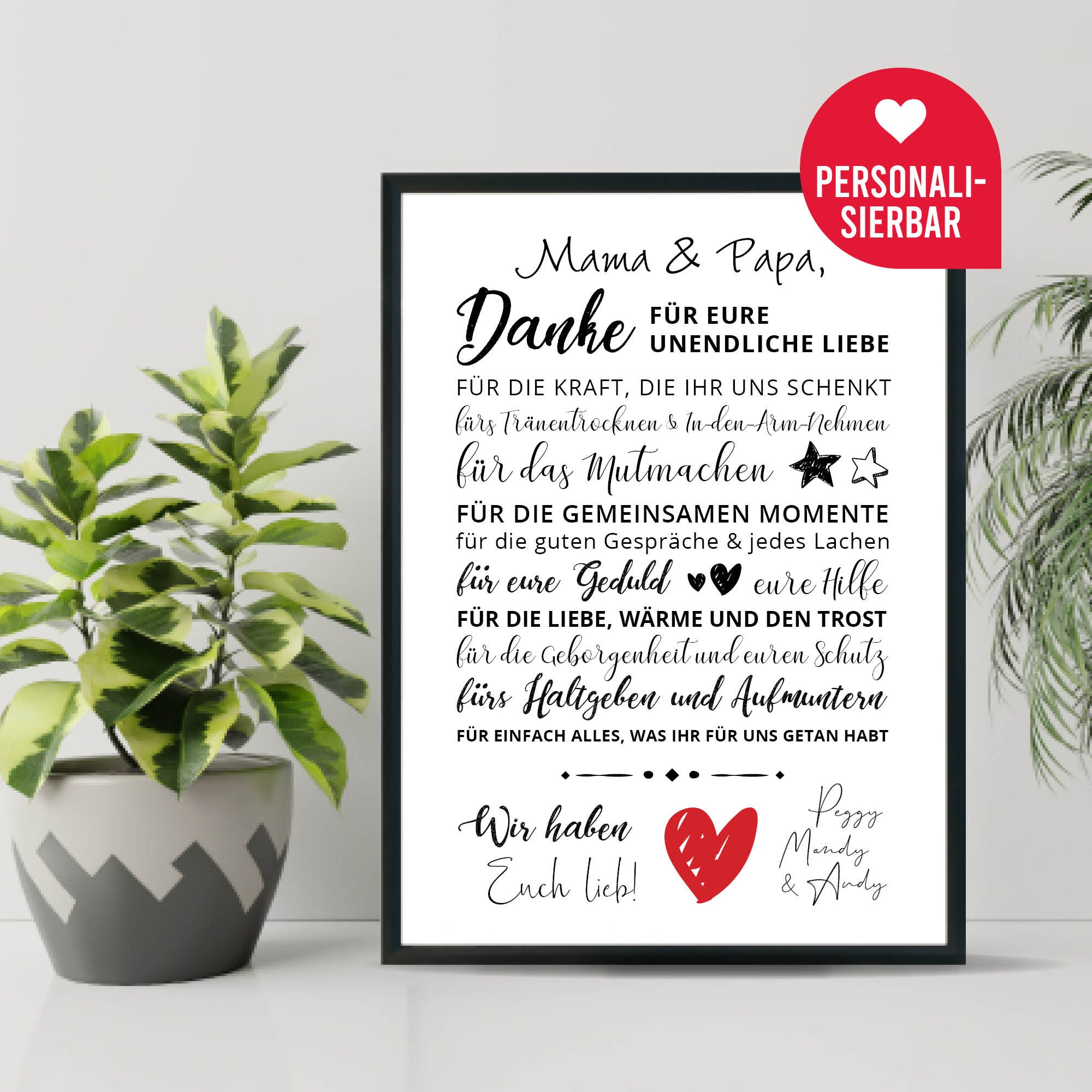 Danke MAMA und PAPA Personalisiertes Poster Geschenk Etsy.de
