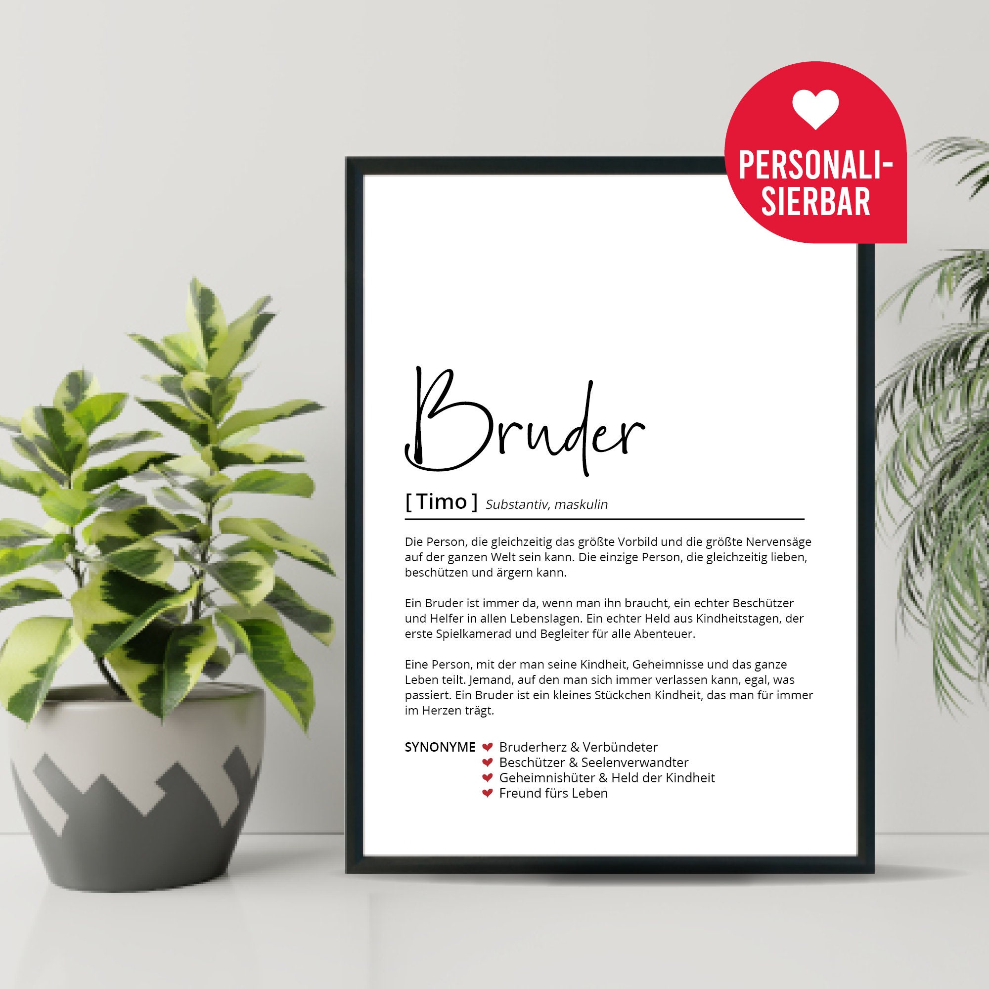 Bruder Definition Personalisiertes Poster Geschenk Etsy