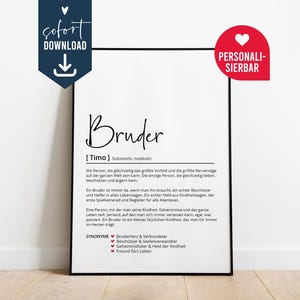 Brother definition, gift personalized poster, DIY instant download digital template, say thank you, birthday gift Christmas