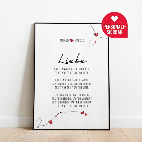 Liebe ist, was es ist, sagt die Liebe | Personalisiertes Poster | Geschenk | Valentinstag | Verlobung | Liebe | Traumpaar | Liebeserklärung