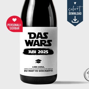 Abitur 2025 Eso es todo, etiqueta de vino personalizada, etiqueta de cerveza, regalo de vino espumoso, etiqueta de graduación, descarga digital de última hora