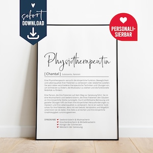 Definição de presente de fisioterapeuta, pôster personalizado, decoração de consultório de fisioterapia, diga obrigado, baixe de última hora